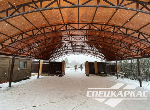 Большой, усиленный навес для автомобилей из поликарбоната №60 - фото 1557