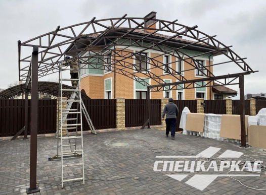 Навес на две машины из поликарбоната усиленный №77 - фото 1724