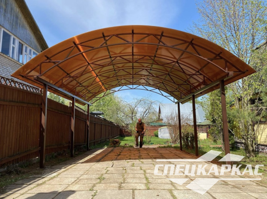 Усиленный навес из поликарбоната для парковки одного автомобиля №29 - фото 1251