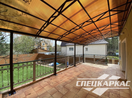 Навес из поликарбоната к дому | Навес над балконом | Навес терасса №14 - фото 1108