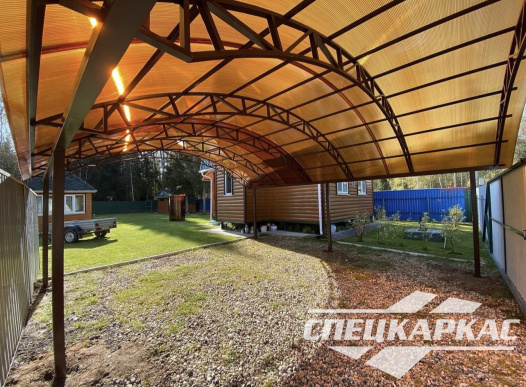 Навес на две машины из поликарбоната №85 - фото 1808