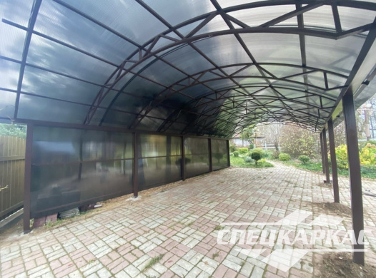 Навес из поликарбоната усиленный, для парковки двух автомобилей №65 - фото 1610