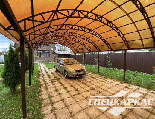 Усиленный навес из поликарбоната для двух автомобилей №96 - фото 1912