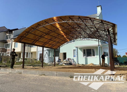 Усиленный навес из поликарбоната для двух автомобилей №88 - фото 1840