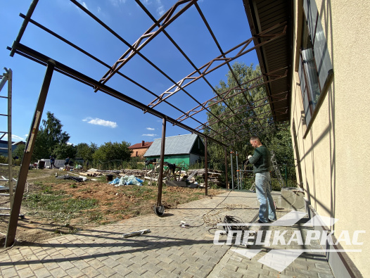 Навес из поликарбоната к дому для террасы №80 - фото 1753