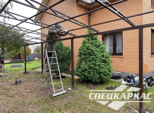 Односкатный навес для автомобилей (скат от соседа) №91 - фото 1864