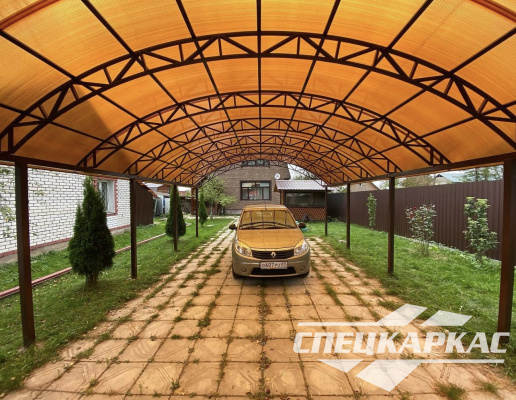 Усиленный навес из поликарбоната для двух автомобилей №96 - фото 1914