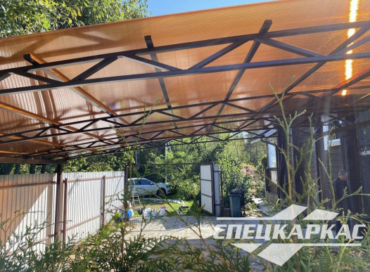 Односкатный навес из поликарбоната (скат за забор) №92 - фото 1878